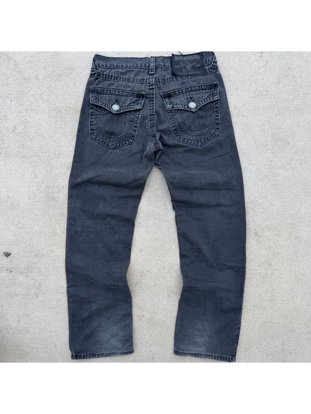 True Religion Jeans Men Waist 34 Black Distressed Casual